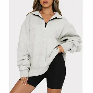 2024 Spring New Arrivals Custom Logo Zipper Women Casual Tops Long Sleeve Hoodie Pullover Sweatshirt