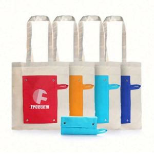 Bolsa de Mano Plegable de Lona de Algodón con Botones, Precio de Fábrica Promocional - Product Image 3