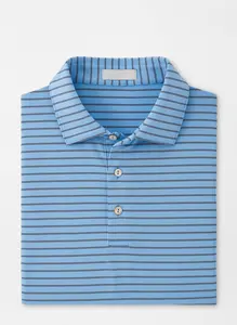 Custom 92 Polyester 8 Spandex Poloshirts Mannen Gestreept Patroon Logo Heren Korte Sport T-Shirt Golf Polo T-Shirt