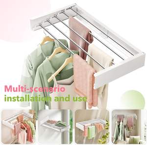 Hot Selling Wall-Mounted Metal Indoor Clothes Dryer Powder Coated Laundry Drying Rack with <b>Rods</b> - Product Image 5