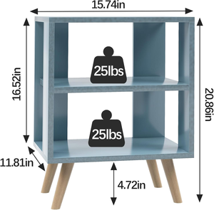 Modern <strong>Blue</strong> End <strong>Table</strong> with Open Storage, 2-Tier Nursery <strong>Bedside</strong> <strong>Table</strong> for Small Spaces - Product Image 2
