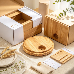 Base de Lámpara Redonda Moderna de Madera de Haya al por Mayor con Impresión de Logotipo Láser para Accesorios de Iluminación y Decoración del Hogar, Hecho en Vietnam - Product Image 3