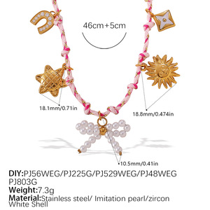 度假可爱甜美海洋陶瓷魅力不锈钢18k镀金吊坠时尚女性饰品项链批发 - Product Image 6