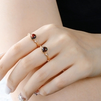 Bague en argent sterling 925 plaqué or 14 carats avec pierres précieuses, motif géométrique vintage, cercles triangulaires, cristal de roche, pierre multicolore