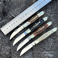 Couteau de poche en acier inoxydable 440C, couteau pliant miniature en corne de bœuf, couteau portable de petite taille, cadeau, porte-clés
