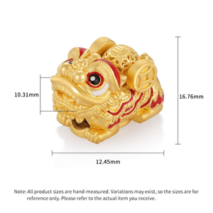 Las cuentas en forma de León de la suerte de estilo chino son adecuadas para pulseras 2,3g cuentas de oro sólido de 24K de gama alta - Product Image 3