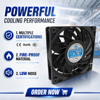 Ventilateur à haut débit d'air 120 mm 120x120x25 mm industriel DC 12V 24V sans balais à roulement à billes pour refroidisseur de CPU, ventilateur axial haute pression