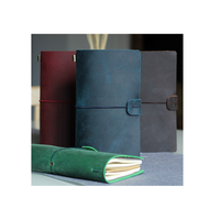 A6 Vintage Mini Planner Notebook Journal en cuir avec Kraft/Dot/Line/Pages carrées Reliure à feuilles mobiles Journal de poche