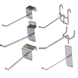 Professional Adjustable Chrome Plated Metal Slot Board Hanger 26.0 Lb+ Capacity for Retail Outlet Wall Mounted <b>Display</b> System - Product Image 5
