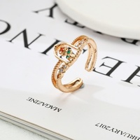 Anillo de Cobre Chapado en Oro de Alta Gama, con Circones, Diseño Abierto Exquisito, Estilo Bestia y Bella, Popular Transfronterizo para Aniversario