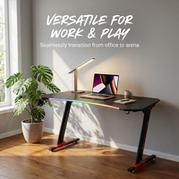Bureau de jeu AOR avec 20 modes d'éclairage RGB, panneau de contrôle réglable, construction en acier inoxydable, design moderne, extensible, fabriqué en usine