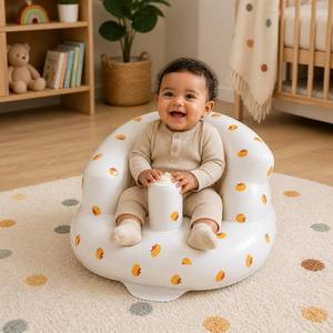 Siège <span class=keywords><strong>de</strong></span> sol gonflable pour bébé avec pompe à air intégrée, motif citrouille, portable, moderne, pour l'apprentissage <span class=keywords><strong>de</strong></span> la position assise et l'assistance à l'alimentation, pour chambre et extérieur - Product Image 3