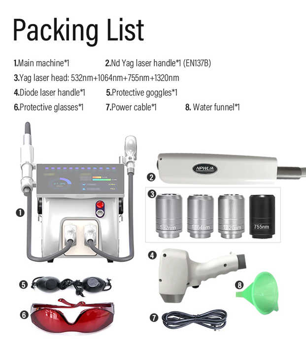 High Quality Portable 2 in 1 Yag Pico Second Laser Machine 808nm 755nm 1061nm Diode Laser Tattoo Removal & Hair Removal Machine