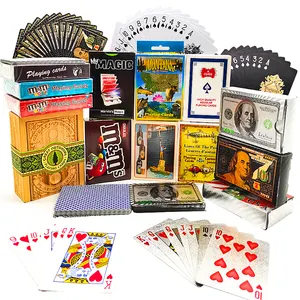 Оптовая продажа, игровые карты с индивидуальным логотипом, бумажные ПВХ пластиковые черные золотые дизайнерские карты для игр, лучшее качество, покерные карты, фабрика