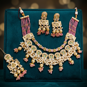 Wholesale PADMAWATI <b>BANGLES</b> High Quality Vintage Copper Gold Plated Crystal Bridal Wedding Jewelry <b>Set</b> Women's Long Mala - Product Image 2