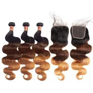 Haute qualité 9a Ombre Remy brésilien brut vierge paquet de cheveux humains pour les femmes noires noir brun vague de corps 1b/4/30 extensions