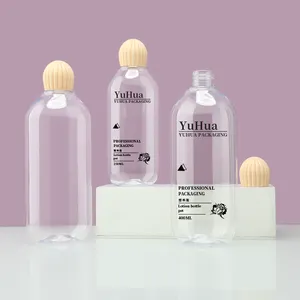 Recycled Body Lotion Shower Gel Shampoo Cleanser Packaging Bottle 250ml 400ml Round PET Clear Flip Top Cap Plastic Bottle