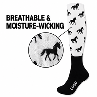Chaussettes d'équitation respirantes et durables avec logo personnalisé, livraison rapide, imprimé cheval