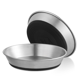 Assiettes à vaisselle pour <span class=keywords><strong>chat</strong></span> antidérapantes peu profondes pour petits chiens chiots bols pour chats bols pour chats en acier inoxydable pour nourriture et eau - Product Image 1
