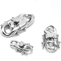 Fermoirs DIY en Acier Inoxydable pour Bracelet Boucle de Couleur Argent avec Double Fermoir de Sécurité pour Miami Cubain Chaîne Collier Bijoux