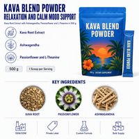 Durlevel Mélange de Kava en Poudre Instantanée Formule Entièrement Personnalisée Soutien Anti-Stress Antioxydant USDA GMP Casher Végétalien Pot en Verre Échantillonnage Rapide