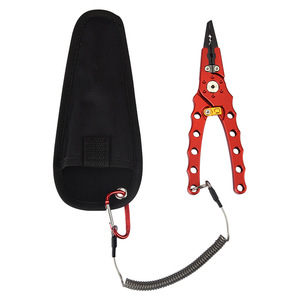 Alicates de pesca de aleación de aluminio con mecanismo de bloqueo para extraer anzuelos y cortar la línea, en colores rojo, azul, verde y plateado. - Product Image 2