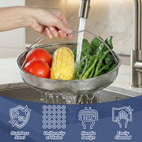 Panier de cuisson multifonction en acier inoxydable 304 pour cuisine domestique, avec poignée, servant de grille de cuisson vapeur, passoire à légumes et panier de friture