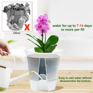 Macetas de autorriego para plantas de interior, transparentes con orificios de drenaje, macetas de plástico con depósito de agua para el hogar - Product Image 3