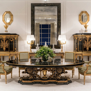 Chaise de salle à manger de style <span class=keywords><strong>Louis</strong></span> <span class=keywords><strong>XVI</strong></span> néoclassique français, sculptée à la main, dorée, en bois massif, rembourrée, pour la décoration de villa et de maison - Product Image 5