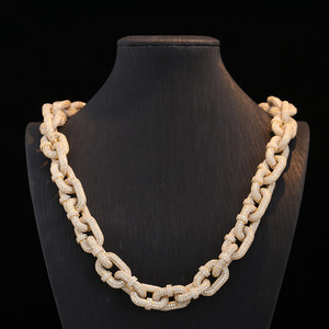 Europäisch-Amerikanischer Stil Vergoldete Silber-Moissanit Cuban-Link Halskette für Männer Hip-Hop Mode mit Diamant-Akzenten - Product Image 1