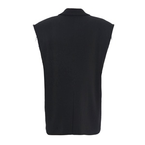 OUDINA Nouveaux Styles <span class=keywords><strong>Sans</strong></span> Manches Couleur Contrastée Épaulettes Coton Gilet Vestes Blazer Femmes Denim <span class=keywords><strong>Veste</strong></span> - Product Image 2