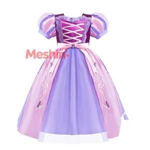 Costume d'anniversaire MS Sofia, robe de princesse de film et de télévision pour enfants, manches bouffantes, Halloween, Noël, soirée, Rapunzel - Product Image 1