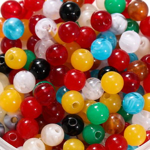Perles rondes en acrylique de 8mm, perles en vrac pour la fabrication de bijoux, fournitures artisanales, couleurs mélangées multicolores - Product Image 1