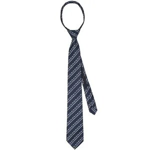 100% Microfiber Polyester Letters Necktie Male School Zipper Ties For Boys Men Pre Tied Adjustable Size Zip Neckties