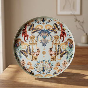 Plateau et plateau rond en émail coloré 2020, impression personnalisée du logo, cadeau promotionnel - Artisanat indien - Product Image 2