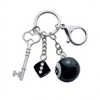 Pendentif boule 8 noire de billard, breloque de sac de tennis de table, porte-clés en résine, accessoire cadeau