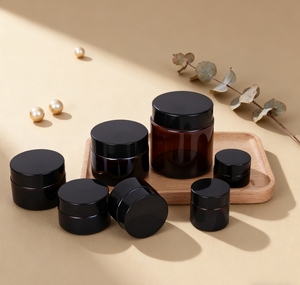 Envase de Vidrio Ámbar Ecológico con Tapa de Plástico Negra Personalizada de 30g 50g 80g para Cosméticos, Crema Facial - Product Image 1