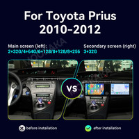 Pour Toyta Prius 2010-2012 lecteur multimédia double écran 10.1 pouces unité principale avec lecteur CD connexion USB caméra de recul GPS