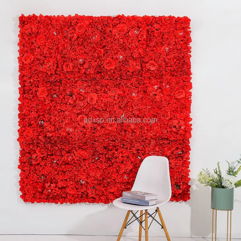 Artificial Panel Backdrop Simple Sticker Flower Wall Silk Green woodbox