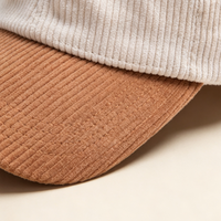 Casquette de baseball à 6 panneaux en velours côtelé respirant à séchage rapide, bicolore, avec visière incurvée, réglable, personnalisable pour hommes et femmes