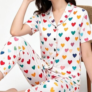 Ensembles de pyjamas en satin soyeux de luxe <span class=keywords><strong>pour</strong></span> femmes, vêtements de maison, 2 pièces, manches courtes, <span class=keywords><strong>pantalon</strong></span> long, pyjama femme, grande taille, vêtements de nuit <span class=keywords><strong>pour</strong></span> femmes - Product Image 4