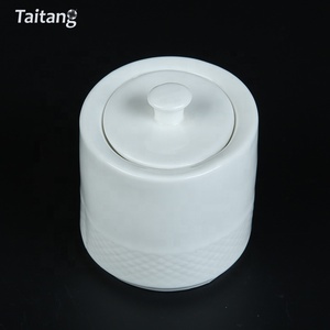 Blanco de porcelana China <span class=keywords><strong>restaurante</strong></span> vajilla porcelana cerámica azúcar recipiente con tapa - Product Image 1