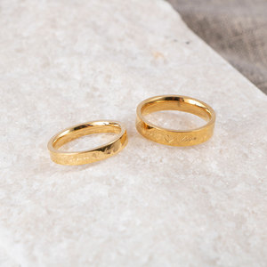 Couple <b>Rings</b> Titanium Steel Gold Heart Design Valentine's Day Gift Unisex Jewelry SA475 - Product Image 2