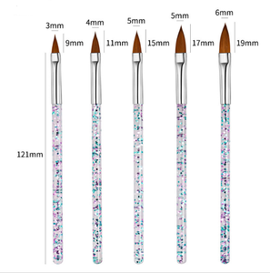 Ensemble de pinceaux à ongles plats à manche diamanté personnalisé, outils de sculpture et de peinture pour poudre acrylique, pinceaux de manucure pour salon et nail art - Product Image 3