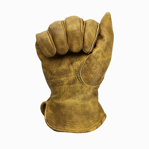 Guantes de Motocicleta de Cuero Vacuno Amarillo con Diseño Retro, Guantes de Seguridad para Conducir - Product Image 3