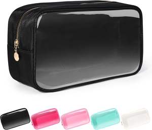 Mode féminine personnalisé PVC maquillage organisateur sac étanche petit clair voyage cosmétique pochette sac à main bonbons fermeture à glissière en PU - Product Image 1