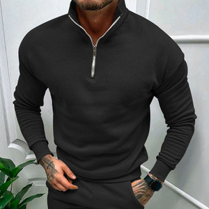 <span class=keywords><strong>Felpa</strong></span> <span class=keywords><strong>Bianca</strong></span> Sportiva Casual da Uomo in Poliestere Pesante Invernale con <span class=keywords><strong>Zip</strong></span> a un Quarto e Logo Personalizzato all'Ingrosso - Product Image 4