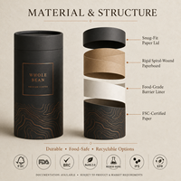 Tubo de Papel Espiralado Biodegradable de Grado Alimenticio OEM, Envase Cilíndrico Personalizado para Café, Té y Polvo, Certificado FSC