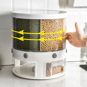 Nuevo Dispensador Giratorio de Arroz para Cocina de 10 kg, Dispensador de Cereales Gruesos de <span class=keywords><strong>4</strong></span> Compartimentos, Dispensador Automático de Cereales para Cocina, <span class=keywords><strong>Caja</strong></span> de Arroz para Cocina - Product Image 4