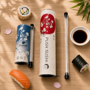 Boîtes d'emballage biodégradables en rouleaux avec <span class=keywords><strong>tubes</strong></span> push-up en papier alimentaire rond pour sushis, impression <span class=keywords><strong>de</strong></span> logo personnalisée - Product Image 2